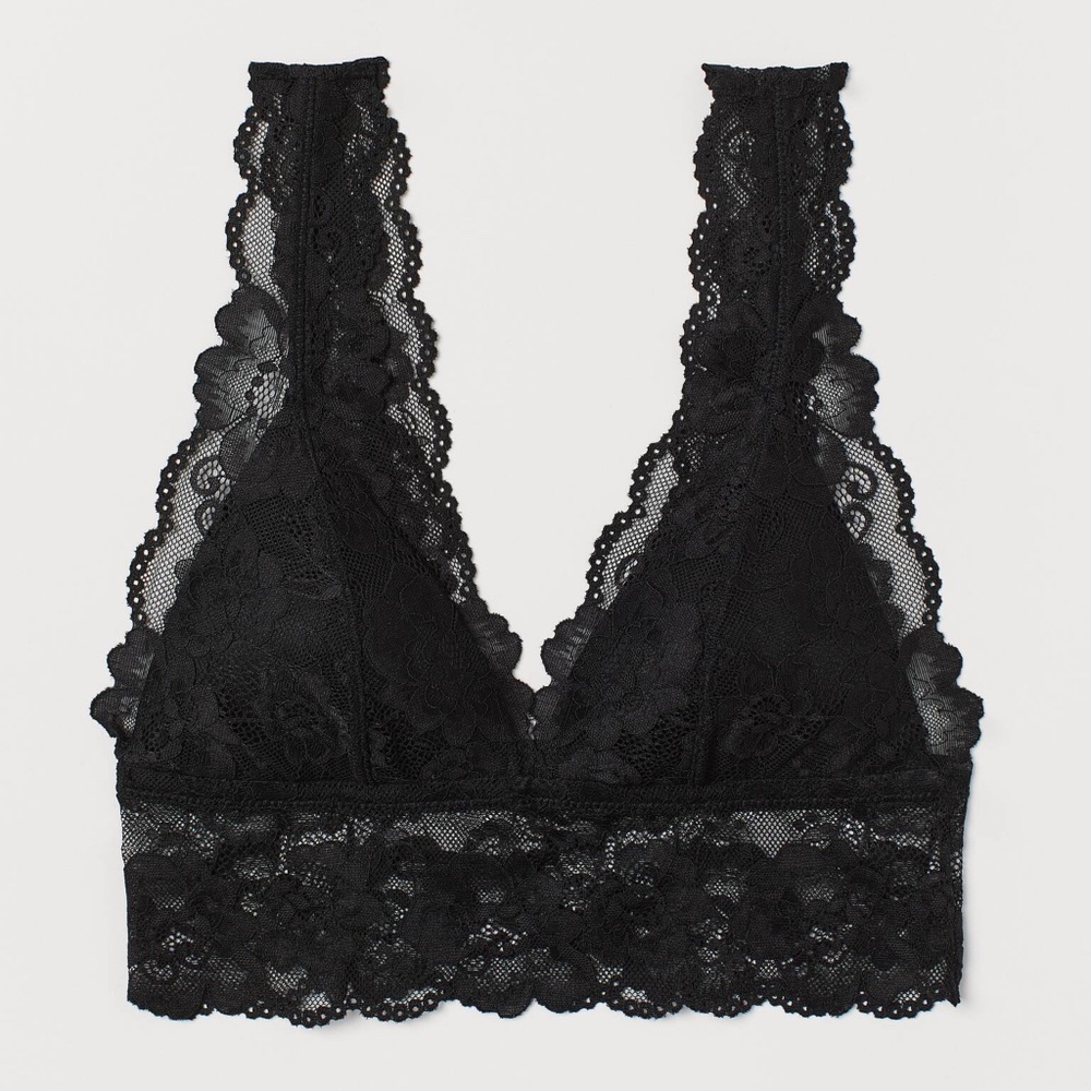 Padded lace bralette, Black - H&M - size US 2 (B65), NWOT
